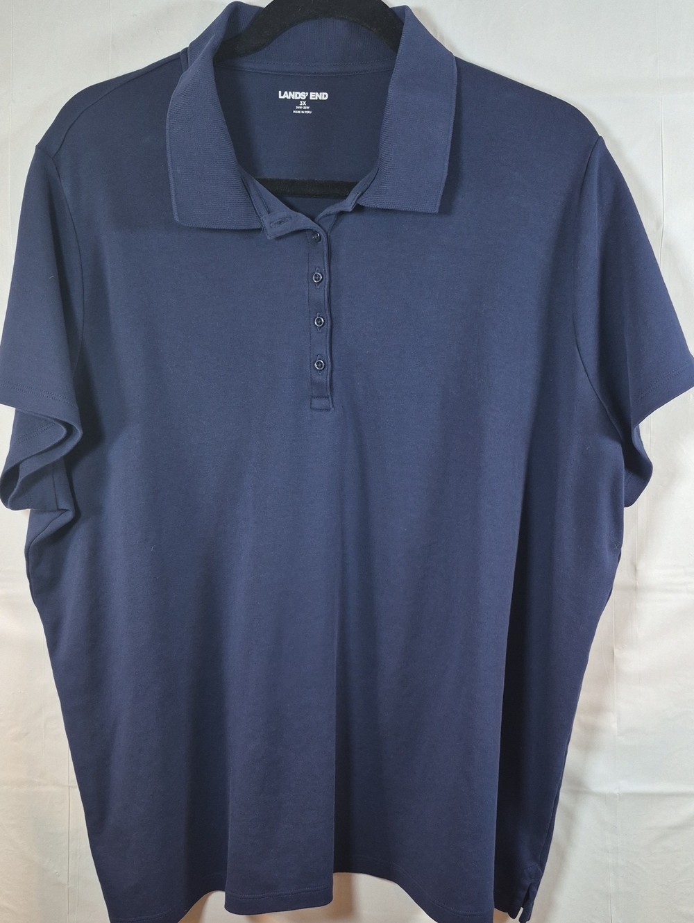 Lands' End Women's Button-Down Polo in Navy Blue 3x